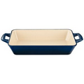 Medium Deep Cast Iron Roasting Pan with Enamel Finish, Blue